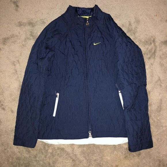 NIKE QUILTED DIAMOND WINTER JACKET BLUE YELLOW YOUTH KIDS GIRLS XL